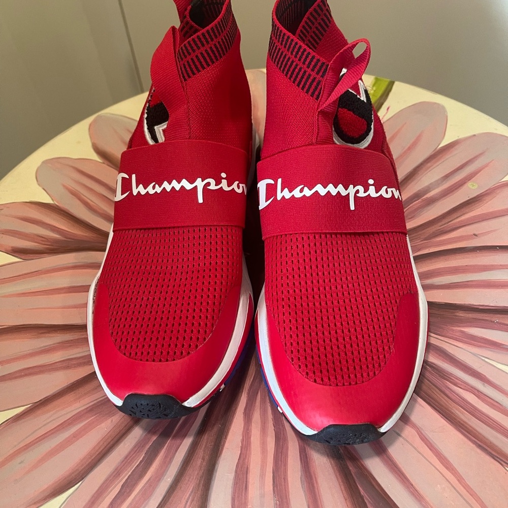 Champion Bold Red Slip-On Sneakers